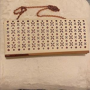 NWOT Large Rose Gold Glitter Clutch